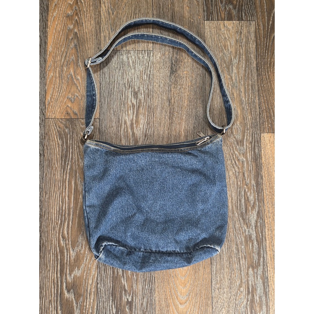 Vintage Blue Denim Crossbody Bag Y2K Messenger Utility Shoulder Bag Multi-Pocket - Picture 3 of 5